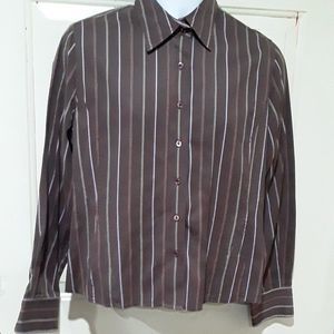 Vintage Faconnable Linen Shirt Long Sleeve Button Down Men's Size XL Striped